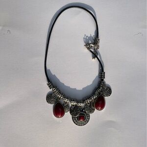 Elegant Silver and Red Tribal/Rustic Necklace